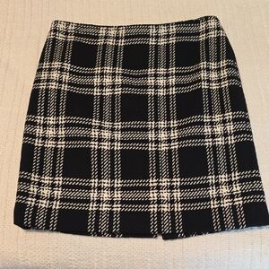 Talbots Black and Cream Plaid Pencil Skirt